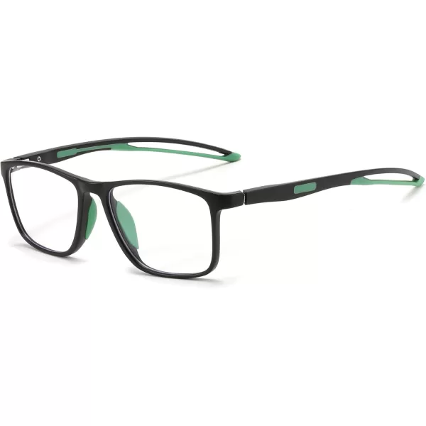 FEISEDY Blue Light Glasses for Women Men TR90 Sports UltraLight Glasses Anti Glare UV Protection B0109Sand Black Frame  Green Legs