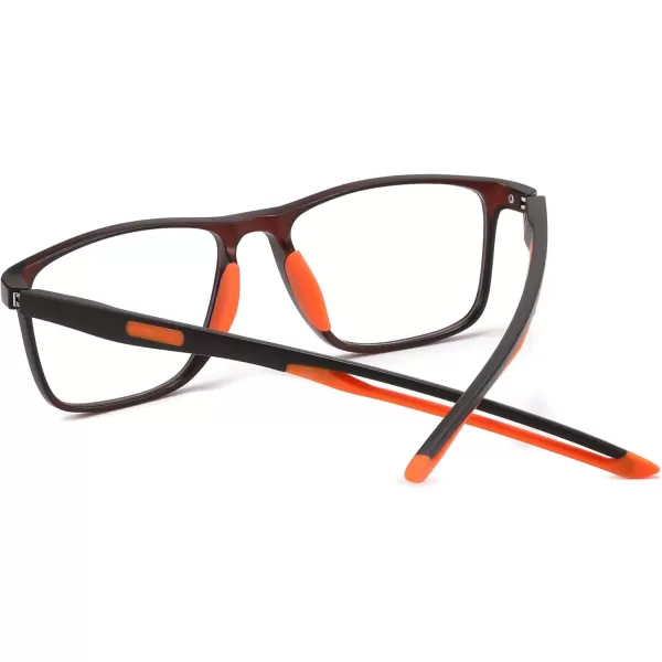 FEISEDY Blue Light Glasses for Women Men TR90 Sports UltraLight Glasses Anti Glare UV Protection B0109Sand Black Frame  Orange Legs