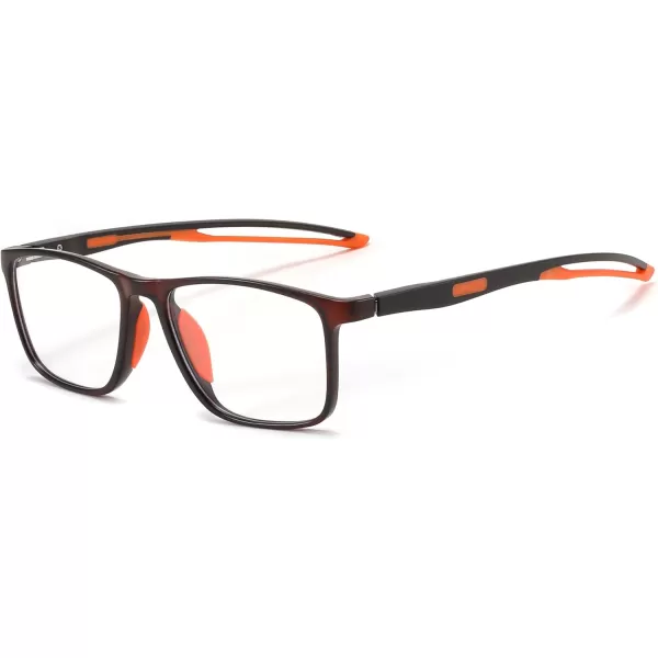 FEISEDY Blue Light Glasses for Women Men TR90 Sports UltraLight Glasses Anti Glare UV Protection B0109Sand Black Frame  Orange Legs