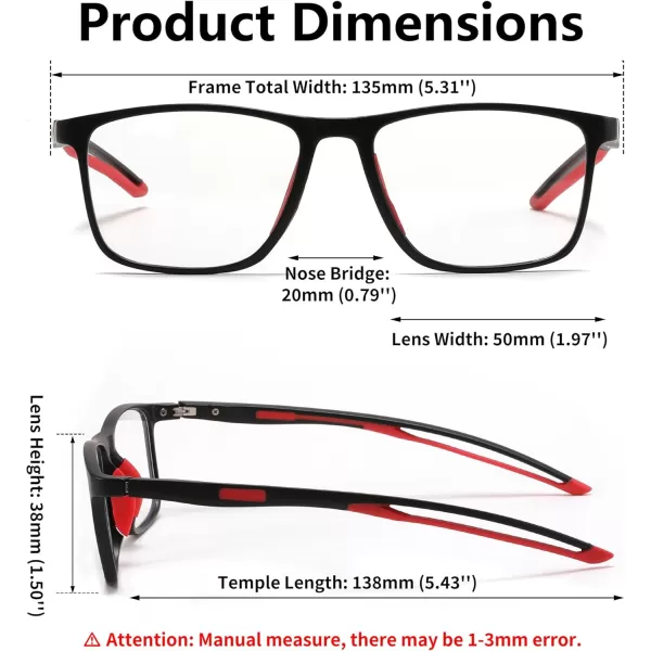 FEISEDY Blue Light Glasses for Women Men TR90 Sports UltraLight Glasses Anti Glare UV Protection B0109Sand Black Frame  Red Legs