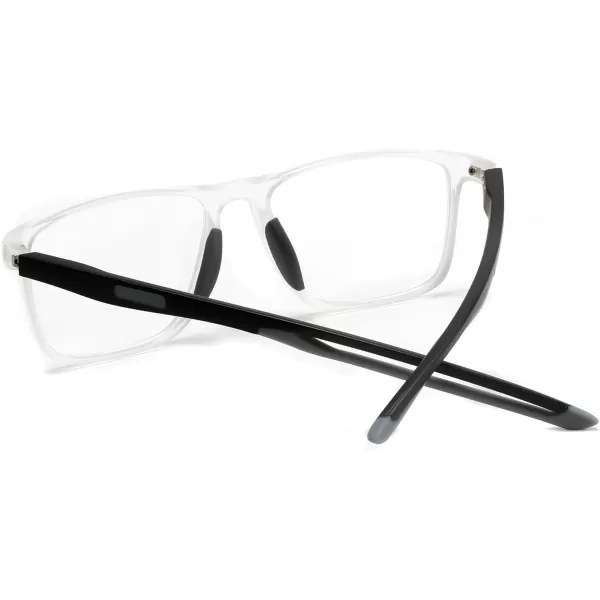 FEISEDY Blue Light Glasses for Women Men TR90 Sports UltraLight Glasses Anti Glare UV Protection B0109Sand Transparent Frame  Grey Legs