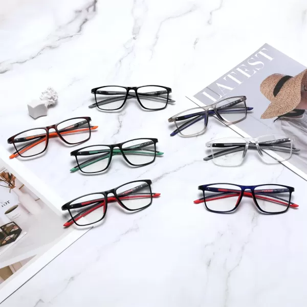 FEISEDY Blue Light Glasses for Women Men TR90 Sports UltraLight Glasses Anti Glare UV Protection B0109Sand Transparent Frame  Grey Legs