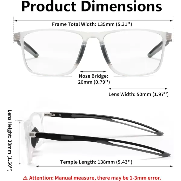 FEISEDY Blue Light Glasses for Women Men TR90 Sports UltraLight Glasses Anti Glare UV Protection B0109Sand Transparent Frame  Grey Legs