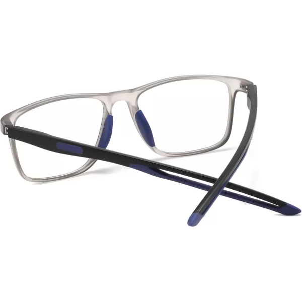 FEISEDY Blue Light Glasses for Women Men TR90 Sports UltraLight Glasses Anti Glare UV Protection B0109Transparent Gray Frame  Blue Legs