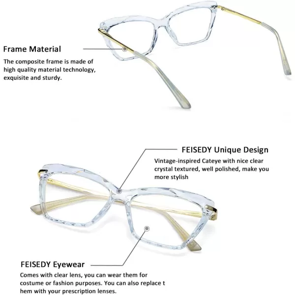 FEISEDY Cat Eye Glasses Frame Clear Lenses Eyewear Women B2440Blue