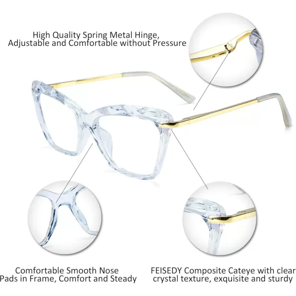 FEISEDY Cat Eye Glasses Frame Clear Lenses Eyewear Women B2440Blue