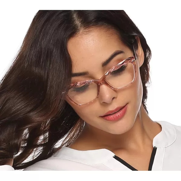 FEISEDY Cat Eye Glasses Frame Clear Lenses Eyewear Women B2440Champagne