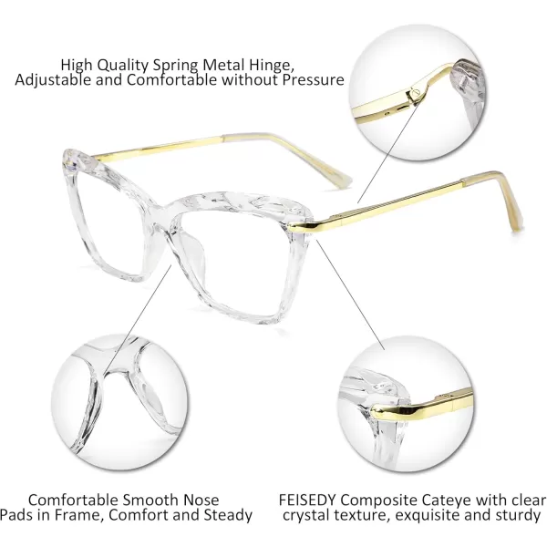 FEISEDY Cat Eye Glasses Frame Clear Lenses Eyewear Women B2440Crystal Clear