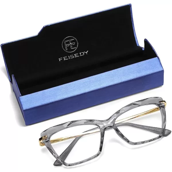 FEISEDY Cat Eye Glasses Frame Clear Lenses Eyewear Women B2440Grey