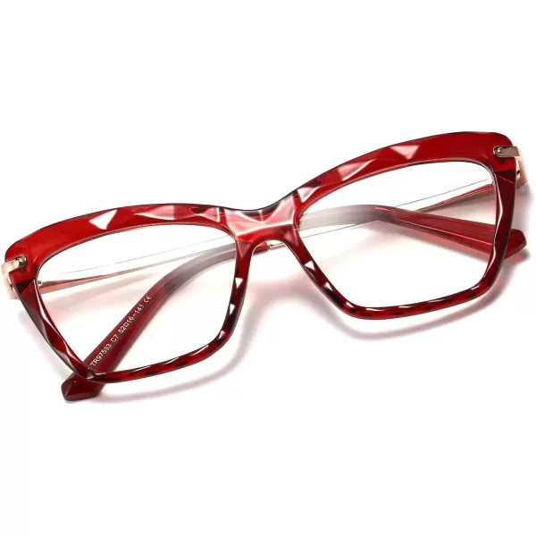 FEISEDY Cat Eye Glasses Frame Clear Lenses Eyewear Women B2440Wine Red