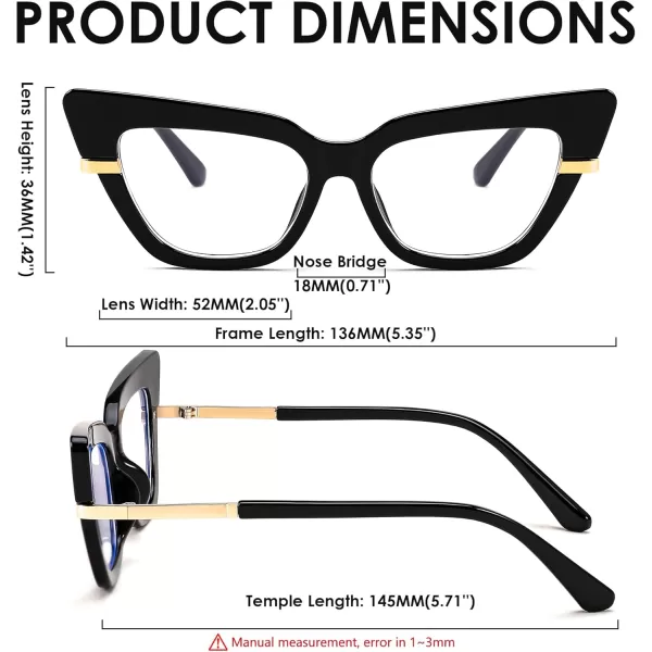 FEISEDY Cateye Blue Light Blocking Glasses for Women Fashion Cat Eye Frame Glasses B2984001 Black Frame