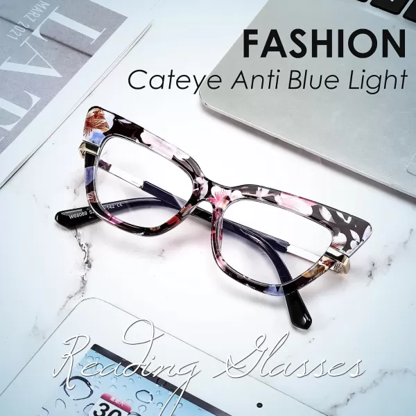 FEISEDY Cateye Blue Light Blocking Glasses for Women Fashion Cat Eye Frame Glasses B2984002 Colored Frame