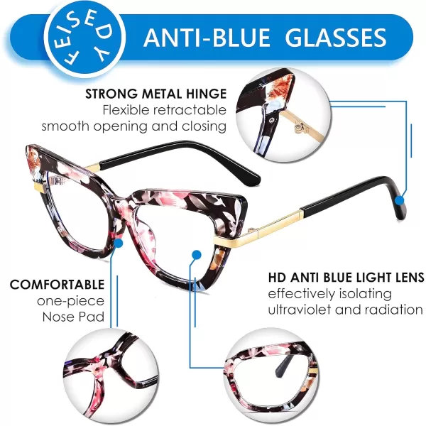 FEISEDY Cateye Blue Light Blocking Glasses for Women Fashion Cat Eye Frame Glasses B2984002 Colored Frame