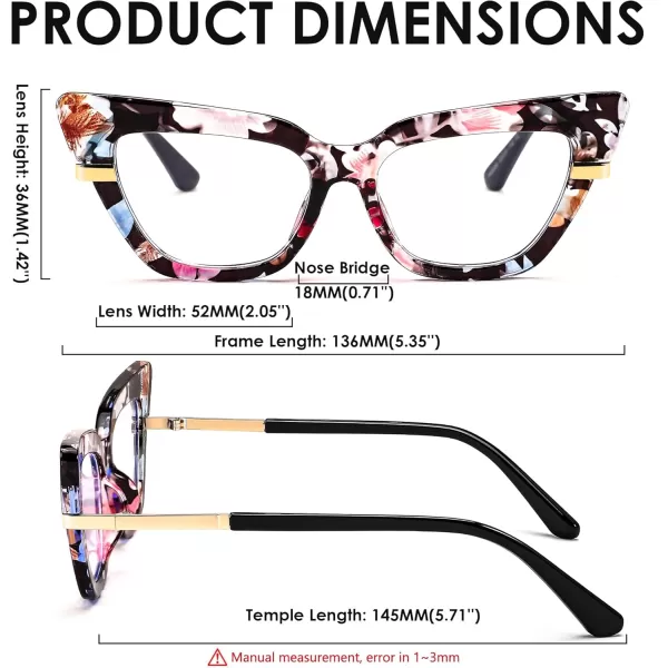 FEISEDY Cateye Blue Light Blocking Glasses for Women Fashion Cat Eye Frame Glasses B2984002 Colored Frame