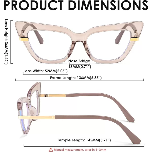 FEISEDY Cateye Blue Light Blocking Glasses for Women Fashion Cat Eye Frame Glasses B2984003 Light Brown Frame