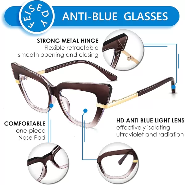 FEISEDY Cateye Blue Light Blocking Glasses for Women Fashion Cat Eye Frame Glasses B2984004 Wine Red Frame