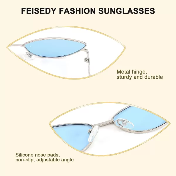 FEISEDY Fashion Designer Sunglasses Retro Small Petals Shape Arc Temple Design B2298Blue