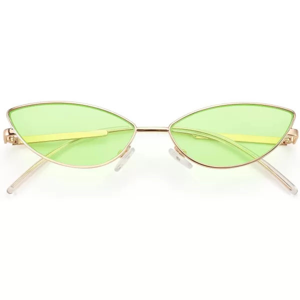 FEISEDY Fashion Designer Sunglasses Retro Small Petals Shape Arc Temple Design B2298Fluorescent Green