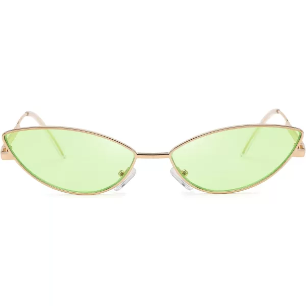 FEISEDY Fashion Designer Sunglasses Retro Small Petals Shape Arc Temple Design B2298Fluorescent Green