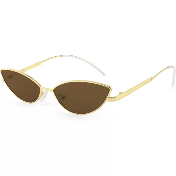 FEISEDY Fashion Designer Sunglasses Retro Small Petals Shape Arc Temple Design B2298Gold  Tea
