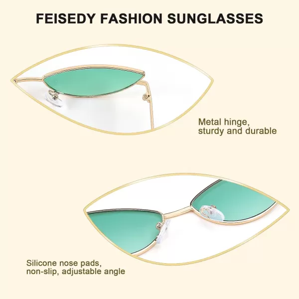 FEISEDY Fashion Designer Sunglasses Retro Small Petals Shape Arc Temple Design B2298Gradual Green