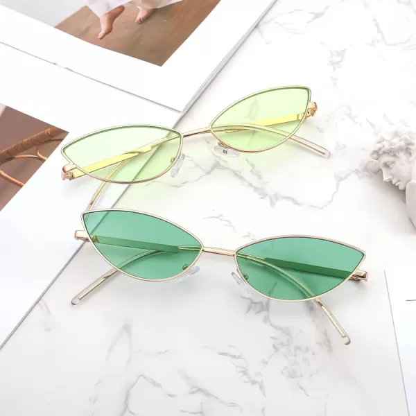 FEISEDY Fashion Designer Sunglasses Retro Small Petals Shape Arc Temple Design B2298Gradual Green