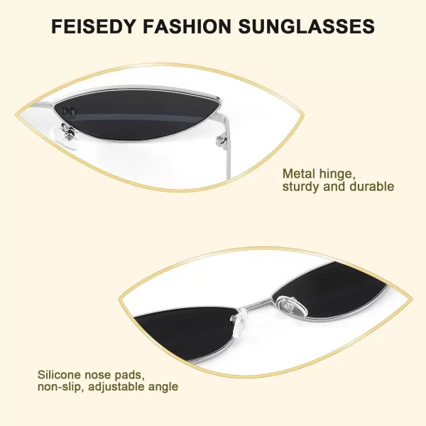 FEISEDY Fashion Designer Sunglasses Retro Small Petals Shape Arc Temple Design B2298Grey Stripe