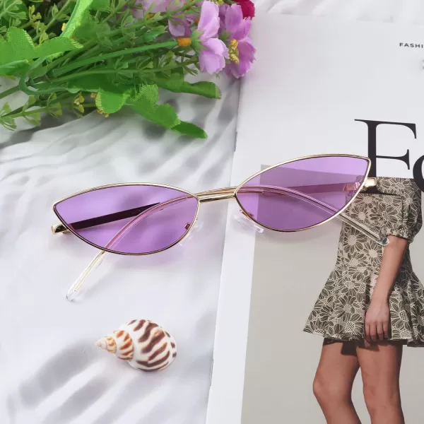 FEISEDY Fashion Designer Sunglasses Retro Small Petals Shape Arc Temple Design B2298Lavender