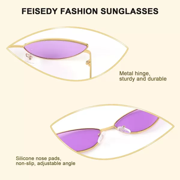 FEISEDY Fashion Designer Sunglasses Retro Small Petals Shape Arc Temple Design B2298Lavender