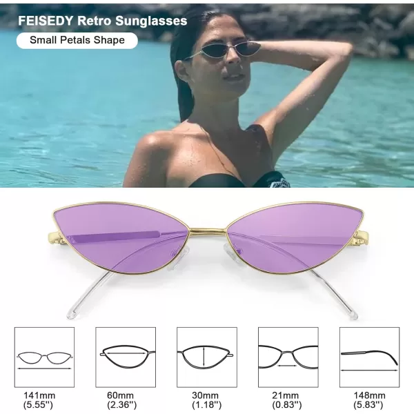 FEISEDY Fashion Designer Sunglasses Retro Small Petals Shape Arc Temple Design B2298Lavender