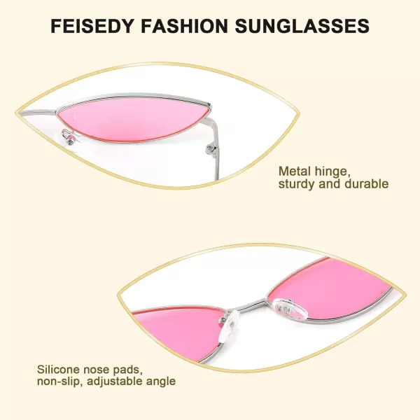 FEISEDY Fashion Designer Sunglasses Retro Small Petals Shape Arc Temple Design B2298Pink