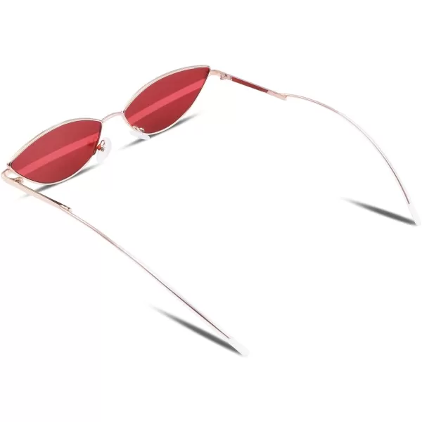 FEISEDY Fashion Designer Sunglasses Retro Small Petals Shape Arc Temple Design B2298Red Stripe