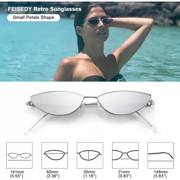 FEISEDY Fashion Designer Sunglasses Retro Small Petals Shape Arc Temple Design B2298Silver