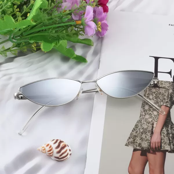 FEISEDY Fashion Designer Sunglasses Retro Small Petals Shape Arc Temple Design B2298Silver