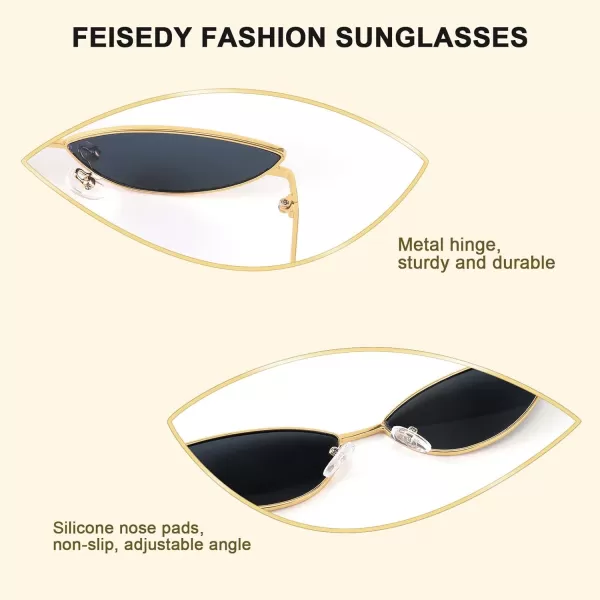 FEISEDY Fashion Designer Sunglasses Retro Small Petals Shape Arc Temple Design B2298Smoke