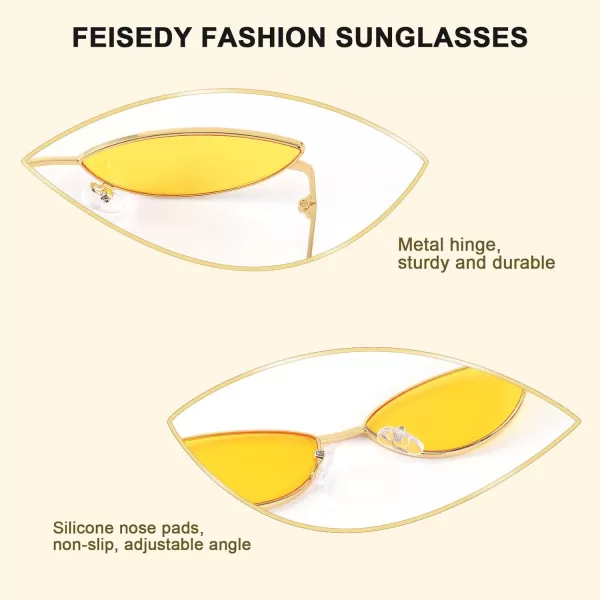 FEISEDY Fashion Designer Sunglasses Retro Small Petals Shape Arc Temple Design B2298Yellow