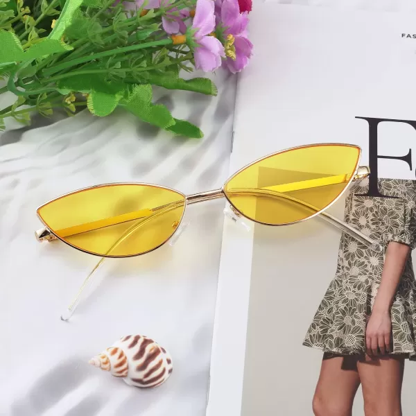 FEISEDY Fashion Designer Sunglasses Retro Small Petals Shape Arc Temple Design B2298Yellow