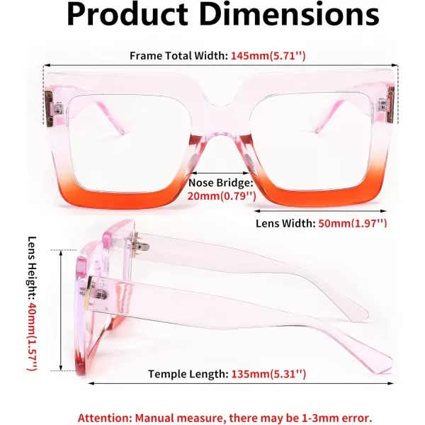 FEISEDY Fashion Oversized Blue Light Glasses for Women Anti Fatigue Thick Square Computer Eyewear B2381Purple