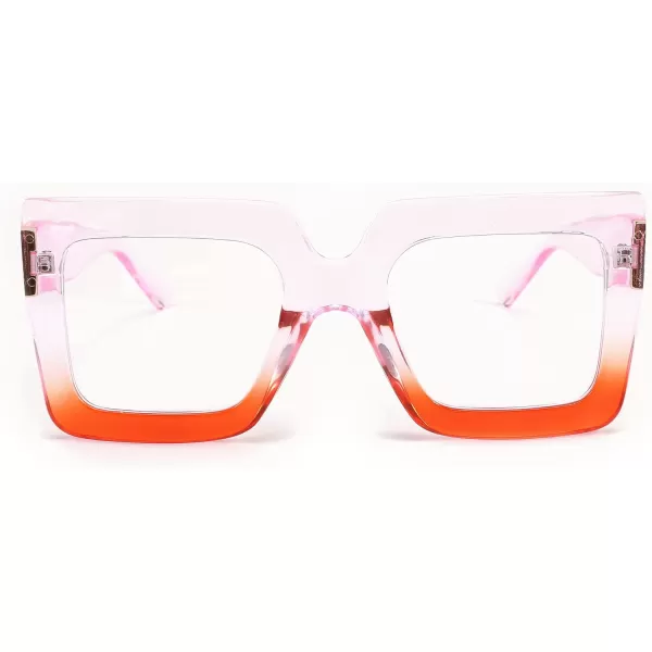 FEISEDY Fashion Oversized Blue Light Glasses for Women Anti Fatigue Thick Square Computer Eyewear B2381Purple