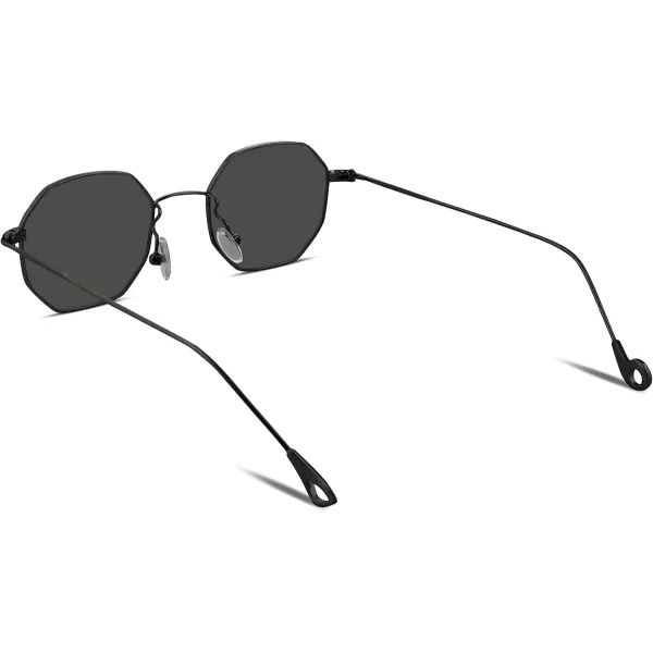 FEISEDY Hipster Small Polygon Women Men Sunglasses Delicate Metal Frame B2254Black Frame Grey Lens