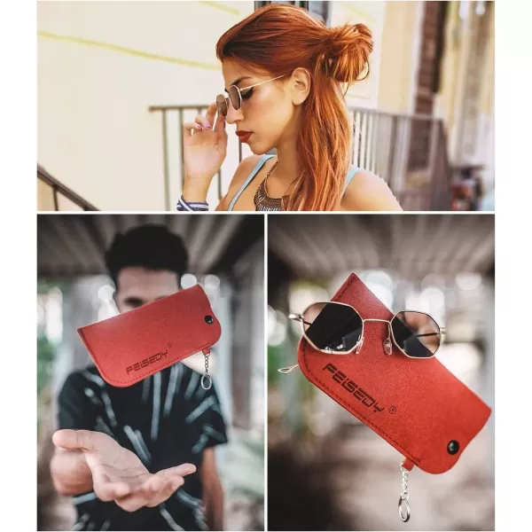 FEISEDY Hipster Small Polygon Women Men Sunglasses Delicate Metal Frame B2254Golden Frame Brown Lens