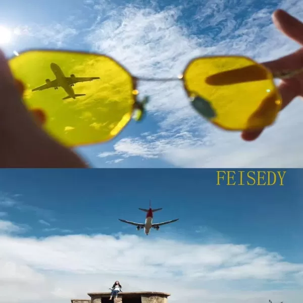 FEISEDY Hipster Small Polygon Women Men Sunglasses Delicate Metal Frame B2254Silver Frame Blue Lens