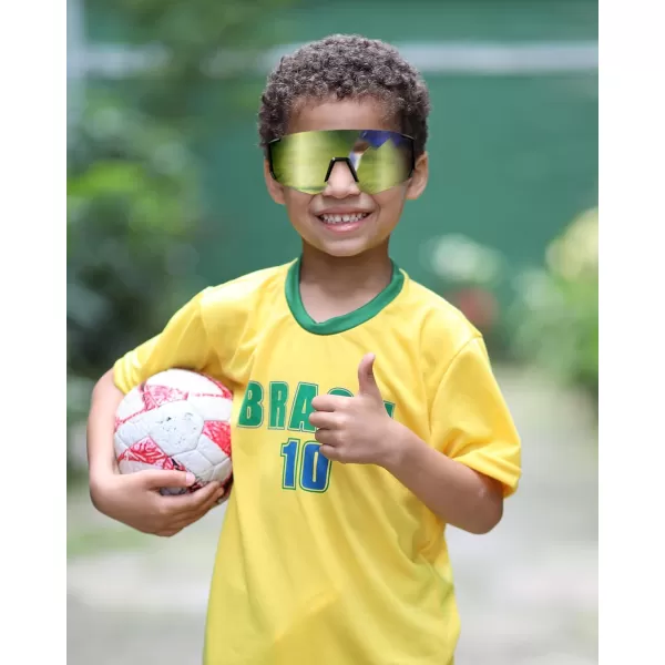 FEISEDY Kids Sunglasses Youth Baseball Sun Glasses UV400 Sports Teens Cycling Shades for Boys Girls Age 816 B0048Sliver