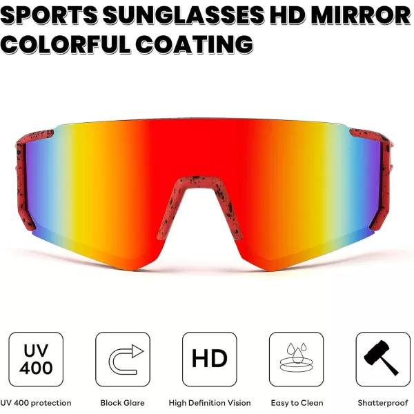 FEISEDY Kids Sunglasses Youth Baseball Sun Glasses UV400 Sports Teens Cycling Shades for Boys Girls Age 816 B0048red