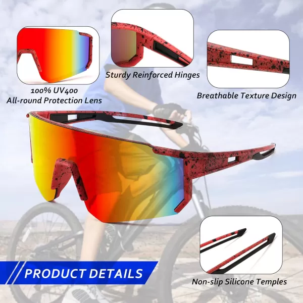 FEISEDY Kids Sunglasses Youth Baseball Sun Glasses UV400 Sports Teens Cycling Shades for Boys Girls Age 816 B0048red