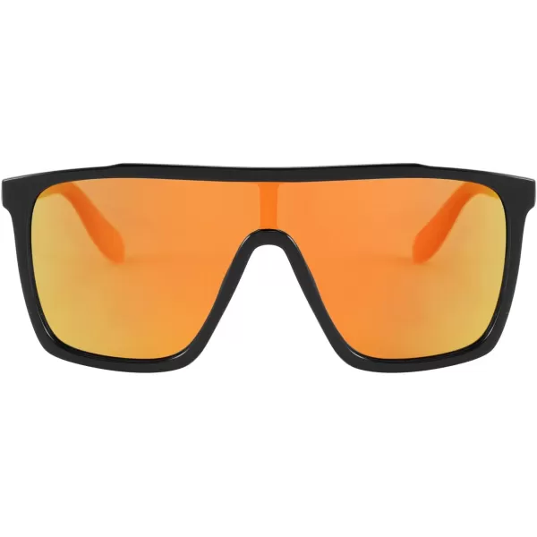 FEISEDY Kids Sunglasses for Girls Fashion Cute Boys Teenagers Glasses One Piece UV400 B2812Black Frame  Red Mirror Lens