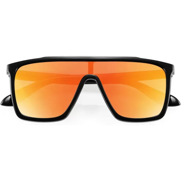 FEISEDY Kids Sunglasses for Girls Fashion Cute Boys Teenagers Glasses One Piece UV400 B2812Black Frame  Red Mirror Lens