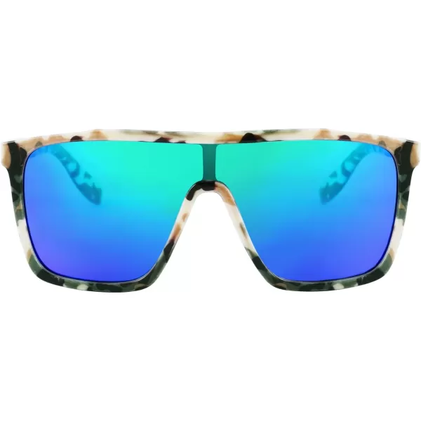 FEISEDY Kids Sunglasses for Girls Fashion Cute Boys Teenagers Glasses One Piece UV400 B2812Camouflage Frame  Green Mirror Lens