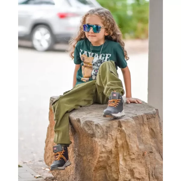 FEISEDY Kids Sunglasses for Girls Fashion Cute Boys Teenagers Glasses One Piece UV400 B2812Camouflage Frame  Green Mirror Lens