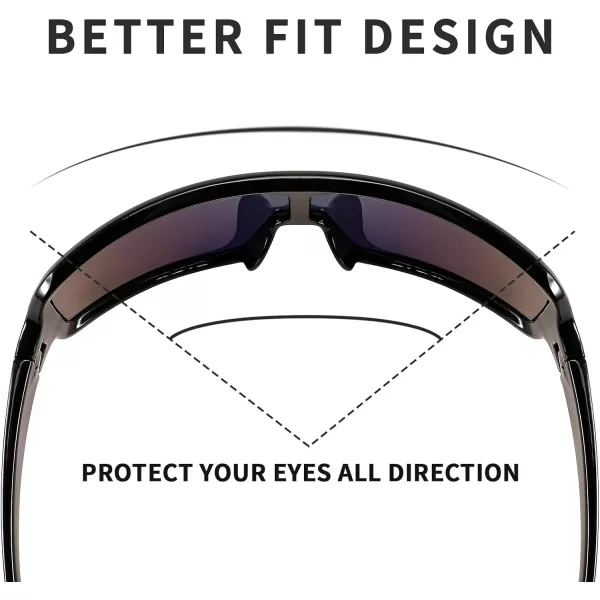 FEISEDY Men Women Sports Sunglasses Baseball Sun Glasses Cycling Fishing Running Trekking 80s 90s Youth Visor UV400 B296203 Black Frame With Red Mirror Lenses
